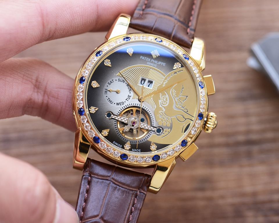 Men's favorite multi-function watch  Newest】：Patek Philippe  Best Design Exclusive First 【Type】：Boutique men's watches[Strap] Genuine cowhide leather strap[Movement] High-end automatic mechanical movement[Mirror] mineral