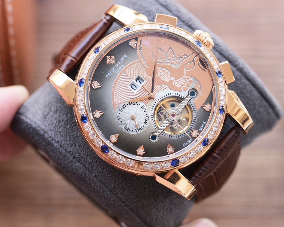 Men's favorite multi-function watch  Newest】：Patek Philippe  Best Design Exclusive First 【Type】：Boutique men's watches[Strap] Genuine cowhide leather strap[Movement] High-end automatic mechanical movement[Mirror] mineral