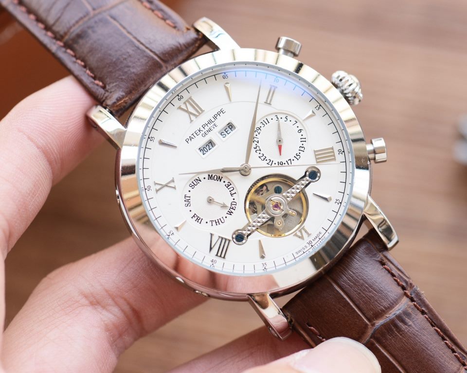 Men's favorite multi-function watch  Newest】：Patek Philippe  Best Design Exclusive First 【Type】：Boutique men's watches[Strap] Genuine cowhide leather strap[Movement] High-end automatic mechanical movement[Mirror] mineral