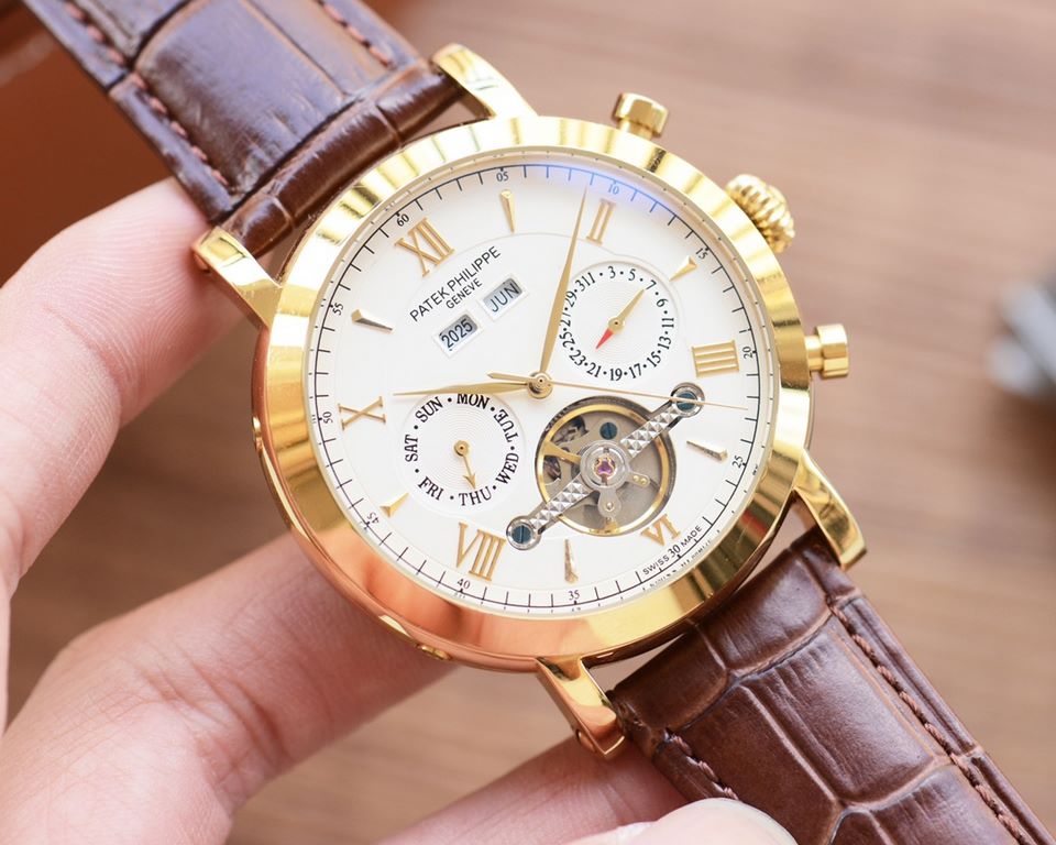 Men's favorite multi-function watch  Newest】：Patek Philippe  Best Design Exclusive First 【Type】：Boutique men's watches[Strap] Genuine cowhide leather strap[Movement] High-end automatic mechanical movement[Mirror] mineral