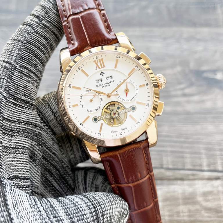 Complicated Timepieces Luxurious AtmosphereClassic New ArrivalsNew】 Patek Philippe Multifunctional Boutique Large flywheel designType】：Boutique men's watchesStrap] Genuine cowhide leather strap【Movement】：High-end automat