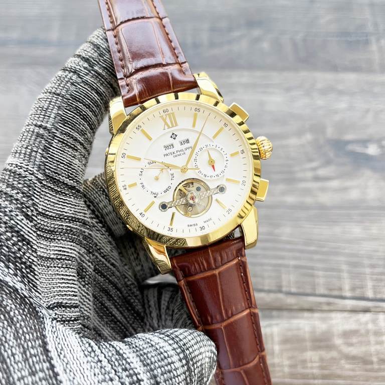 Complicated Timepieces Luxurious AtmosphereClassic New ArrivalsNew】 Patek Philippe Multifunctional Boutique Large flywheel designType】：Boutique men's watchesStrap] Genuine cowhide leather strap【Movement】：High-end automat