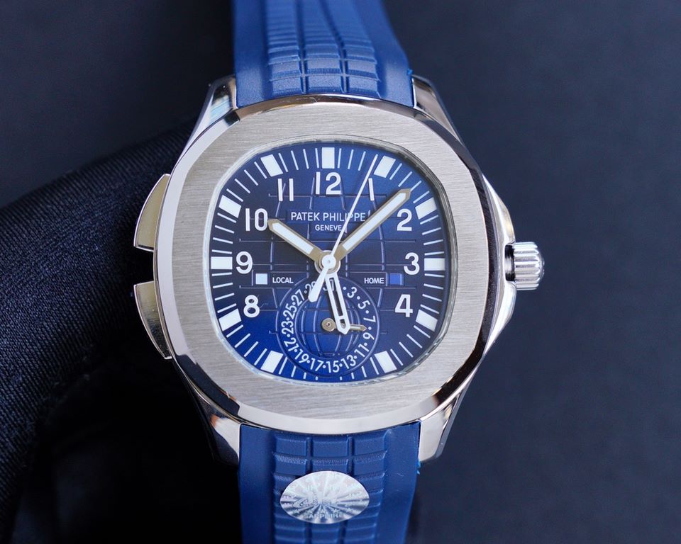 The Patek Philippe AQUANAUT collection is proud to present the first casual-style Dual Time watch - model 5164! With two hour hands (indicating local time and time of origin), a daynight display and a pointer date, the s