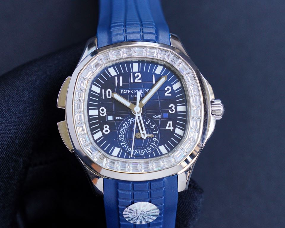 The Patek Philippe AQUANAUT collection is proud to present the first casual-style Dual Time watch - model 5164! With two hour hands (indicating local time and time of origin), a daynight display and a pointer date, the s