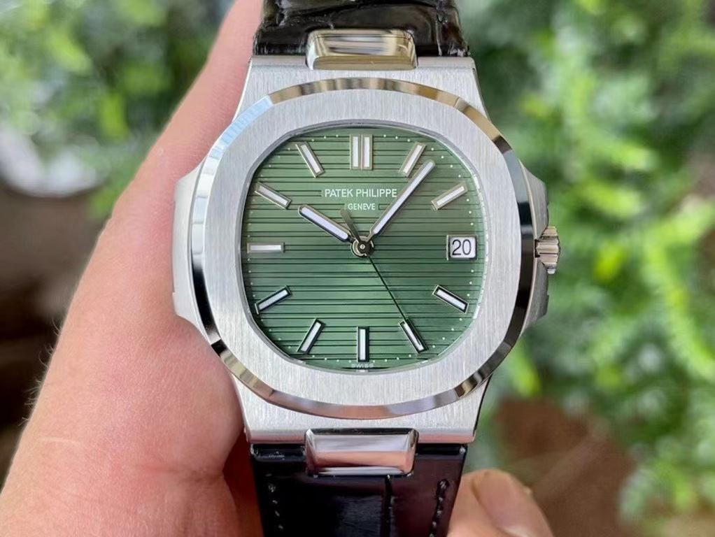 Baida Nautilus Bureau green face style, equipped with 324 integrated movement, accurate and stable, configuration crocodile skin, texture is very good, 3K factory boutique, recommend [Rose]