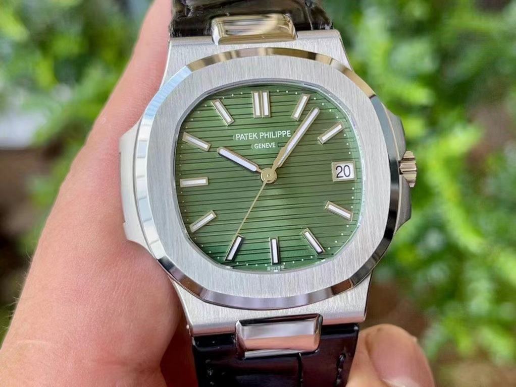 Baida Nautilus Bureau green face style, equipped with 324 integrated movement, accurate and stable, configuration crocodile skin, texture is very good, 3K factory boutique, recommend [Rose]