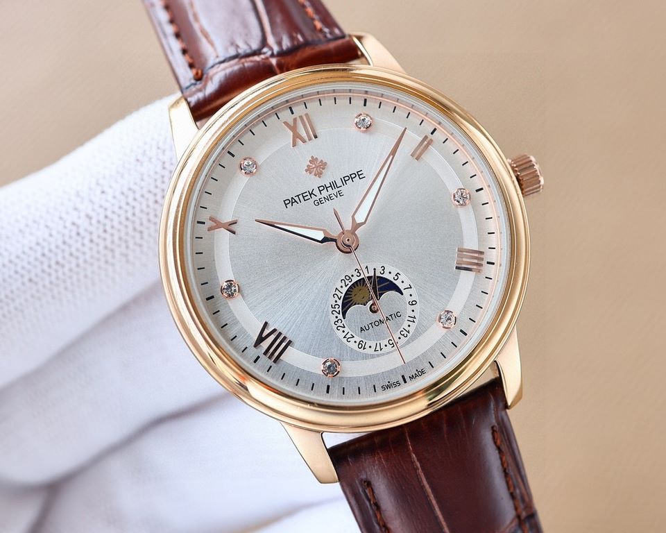 .  The Moonphase collection, in keeping with Patek Philippe's tradition of aesthetically combining a 6-position calendar with the popular sun, moon and astrological phases of the sun and moon, is characterized by a class