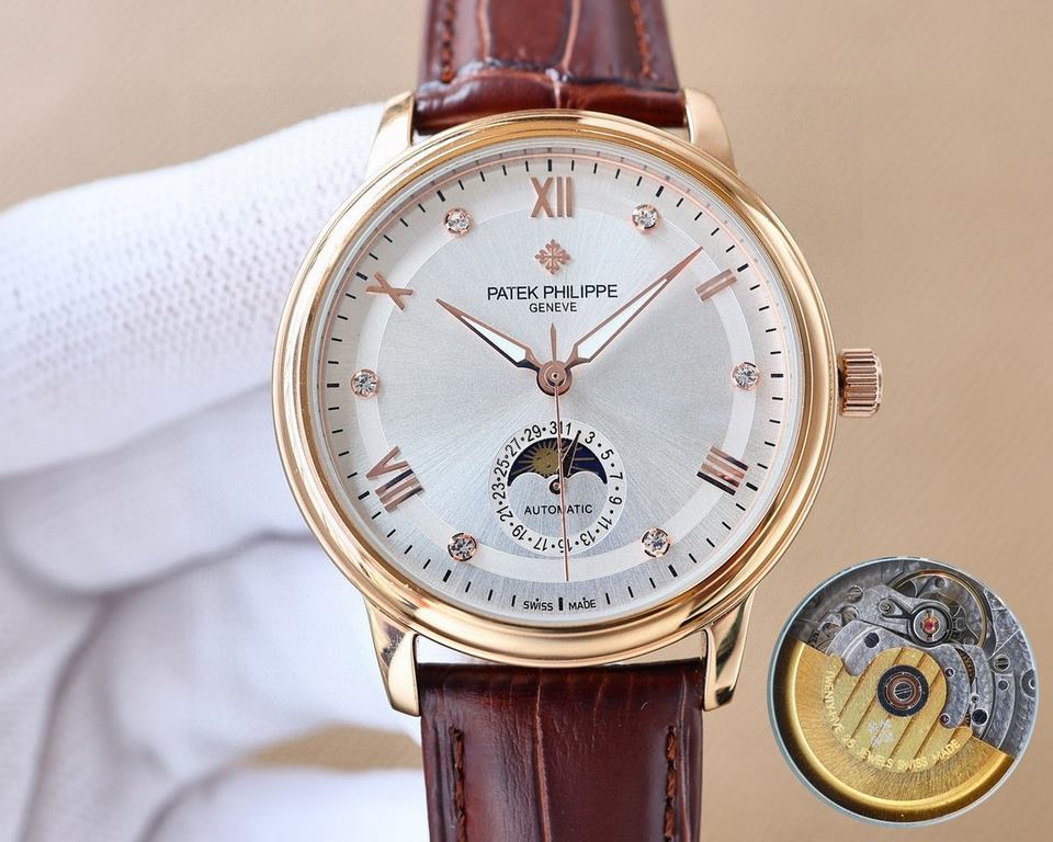 .  The Moonphase collection, in keeping with Patek Philippe's tradition of aesthetically combining a 6-position calendar with the popular sun, moon and astrological phases of the sun and moon, is characterized by a class