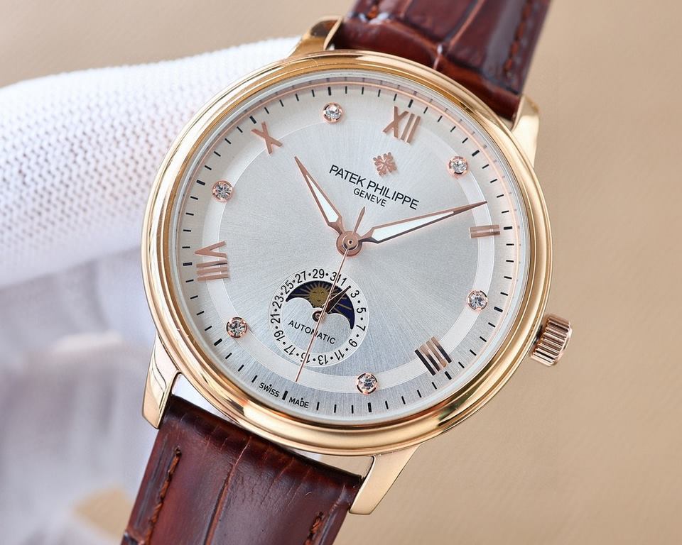 .  The Moonphase collection, in keeping with Patek Philippe's tradition of aesthetically combining a 6-position calendar with the popular sun, moon and astrological phases of the sun and moon, is characterized by a class