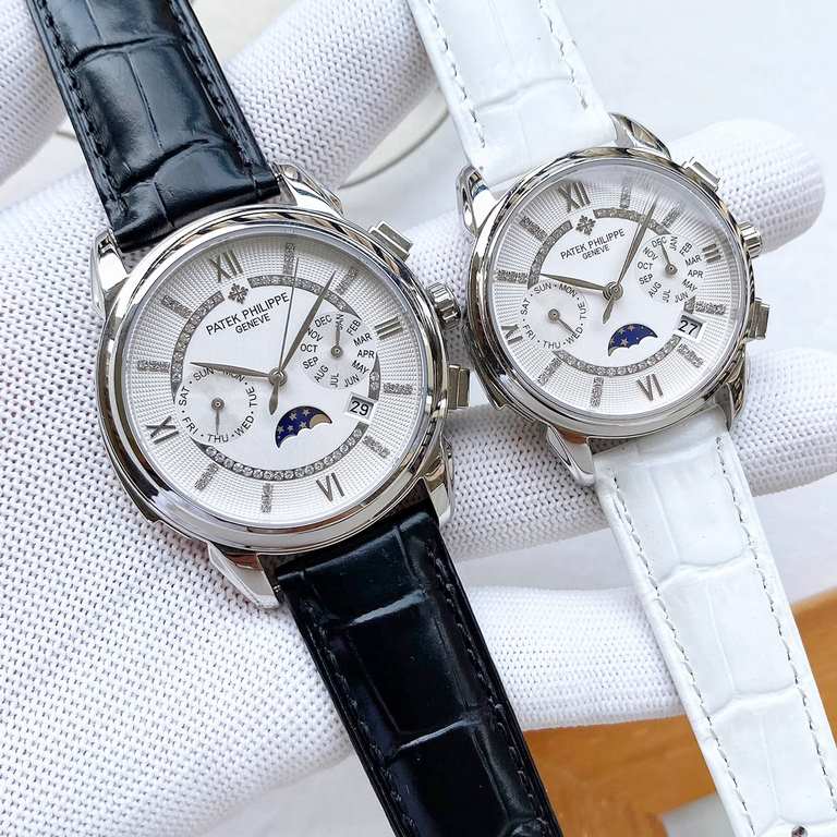 White. Gold   Patek Philippe Patek Philippe Complications Chronograph Collection Shockingly Launched, Perpetual Calendar Couple's Watch! Little Red Book Explosion   Multifunction watch! Details1  equipped with the origin