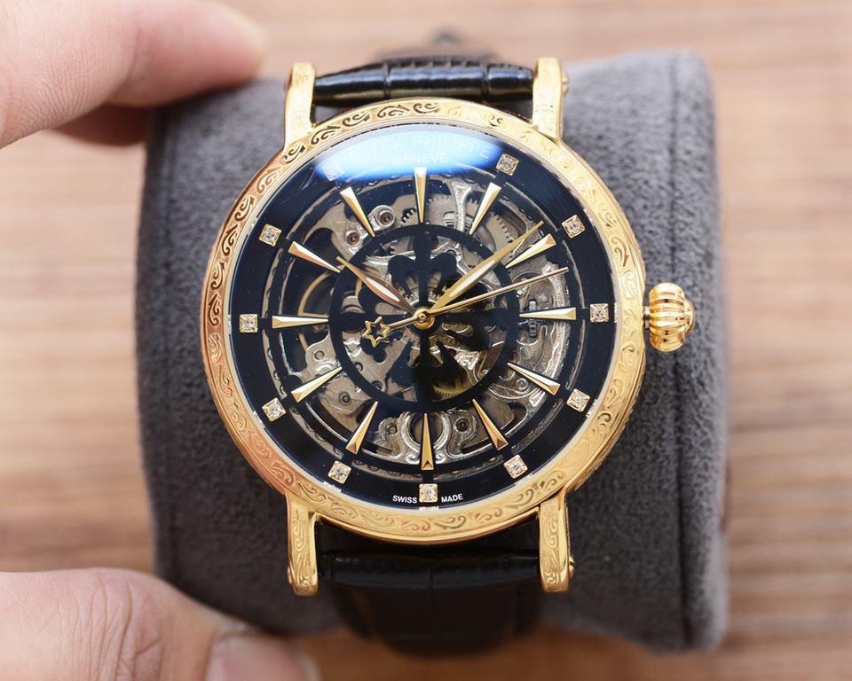 Men's favorite skeleton watch  Newest】：Patek Philippe  Best Design Exclusive First 【Type】：Boutique men's watches[Strap] Genuine cowhide leather strap【Movement】：High-end automatic mechanical movement[Mirror] mineral reinf