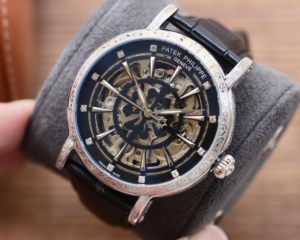 Men's favorite skeleton watch  Newest】：Patek Philippe  Best Design Exclusive First 【Type】：Boutique men's watches[Strap] Genuine cowhide leather strap【Movement】：High-end automatic mechanical movement[Mirror] mineral reinf