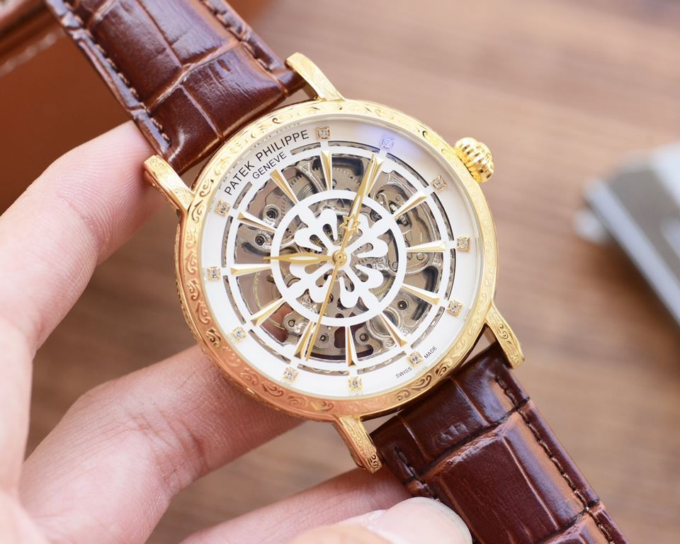 Men's favorite skeleton watch  Newest】：Patek Philippe  Best Design Exclusive First 【Type】：Boutique men's watches[Strap] Genuine cowhide leather strap【Movement】：High-end automatic mechanical movement[Mirror] mineral reinf