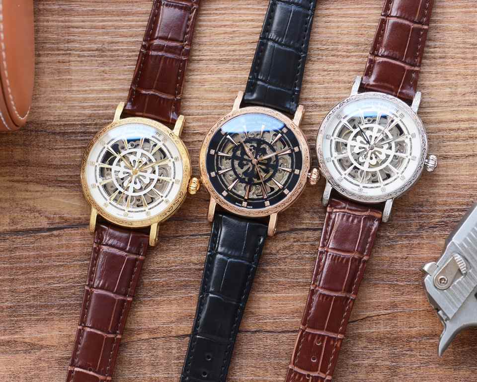 Men's favorite skeleton watch  Newest】：Patek Philippe  Best Design Exclusive First 【Type】：Boutique men's watches[Strap] Genuine cowhide leather strap【Movement】：High-end automatic mechanical movement[Mirror] mineral reinf