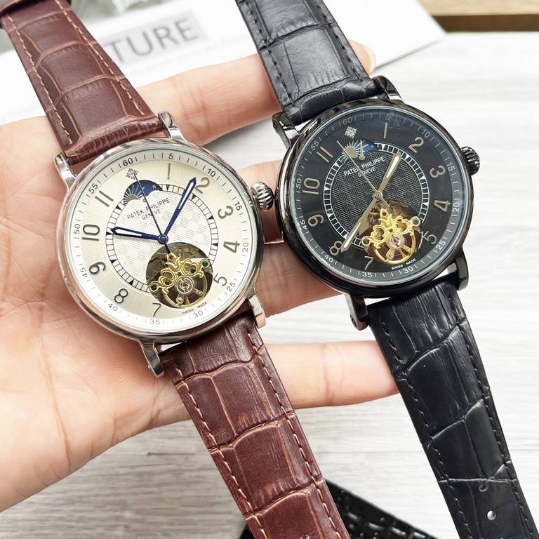 Complicated Timepieces Luxurious AtmosphereClassic New ArrivalsNew】：Patek Philippe Large flywheel designType】：Boutique men's watchesStrap] Genuine cowhide leather strapMovement] High-end automatic mechanical movement[Mir