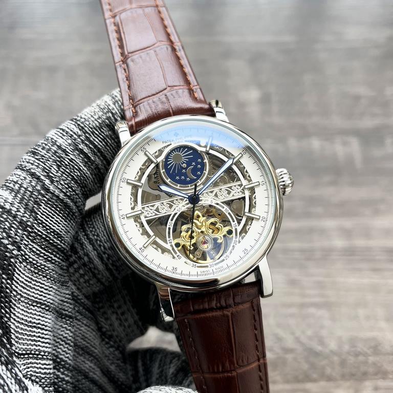 Complicated timepieces Luxury atmosphereClassic New ArrivalsNewest】：Patek Philippe Three Hands Boutique Large Flywheel DesignType】：Boutique men's watchesStrap] Genuine cowhide leather strap[Movement] High-end automatic m