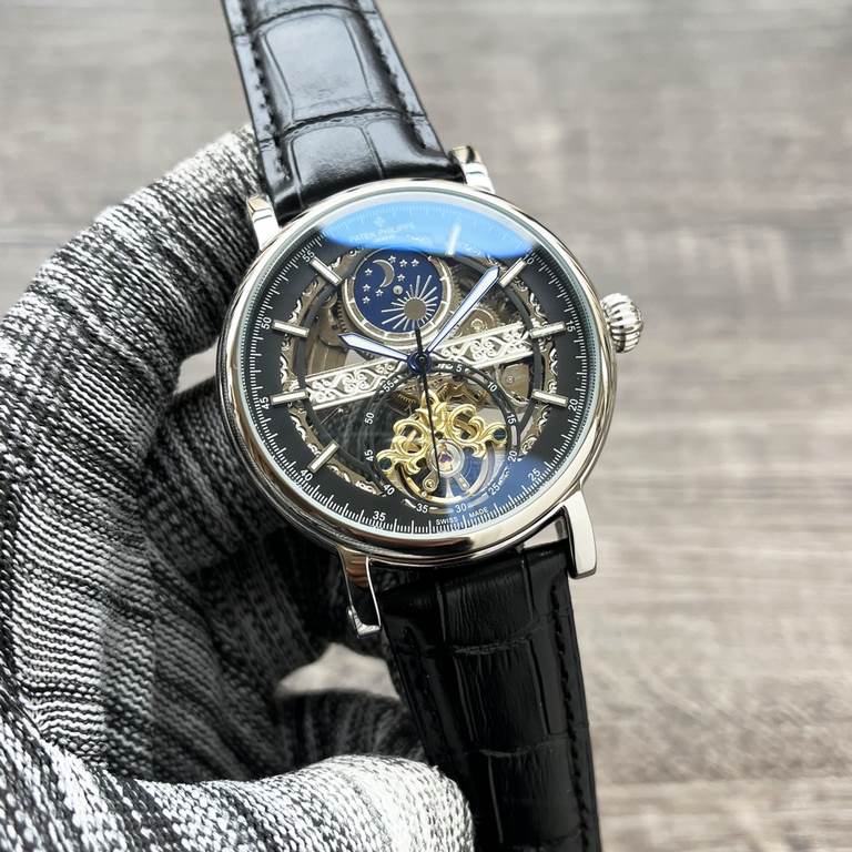 Complicated timepieces Luxury atmosphereClassic New ArrivalsNewest】：Patek Philippe Three Hands Boutique Large Flywheel DesignType】：Boutique men's watchesStrap] Genuine cowhide leather strap[Movement] High-end automatic m