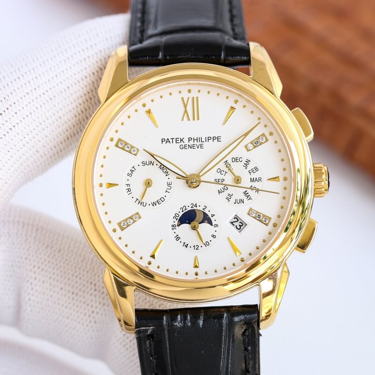 White case TW Taiwan factory 2023 newest masterpiece 】Patek Philippe   Perpetual Calendar Multifunction High-end Watch! Model utilizes 9100 multifunction imported mechanical movement! Zero Returns quality. The entire cas