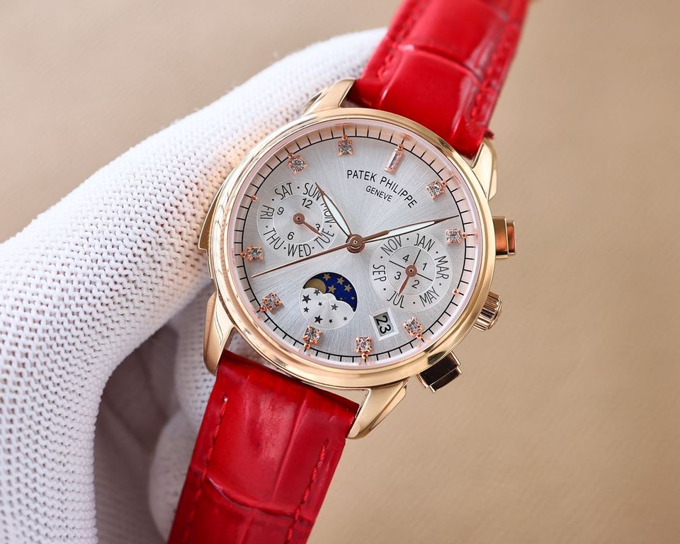 . Patek Philippe (Patek Philippe) Complications Chronograph Series, Perpetual Calendar Women's Wristwatch, Prestigious Luxury, Little Red Book Explosion   Multifunction Wristwatch!1  with imported 9100 multifunctional mo