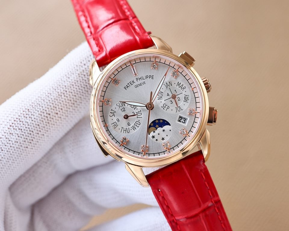 . Patek Philippe (Patek Philippe) Complications Chronograph Series, Perpetual Calendar Women's Wristwatch, Prestigious Luxury, Little Red Book Explosion   Multifunction Wristwatch!1  with imported 9100 multifunctional mo