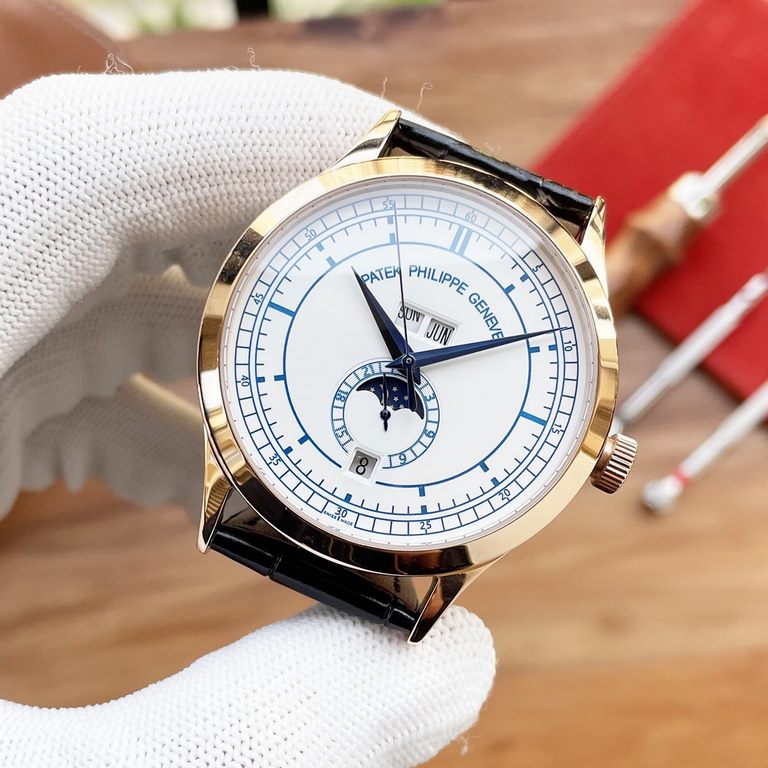 Patek Philippe Complications Chronograph Series 5396R-watch without excessive decoration, showing the low-key gorgeous gas [case] 41mm diameter, round case shiny metal luster flow on the smooth lines of the dial, showing