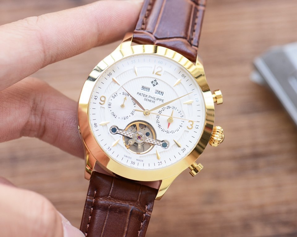 Men's favorite multi-function watch  Newest】：Patek Philippe  Best Design Exclusive First 【Type】：Boutique men's watches[Strap] Genuine cowhide leather strap[Movement] High-end automatic mechanical movement[Mirror] mineral