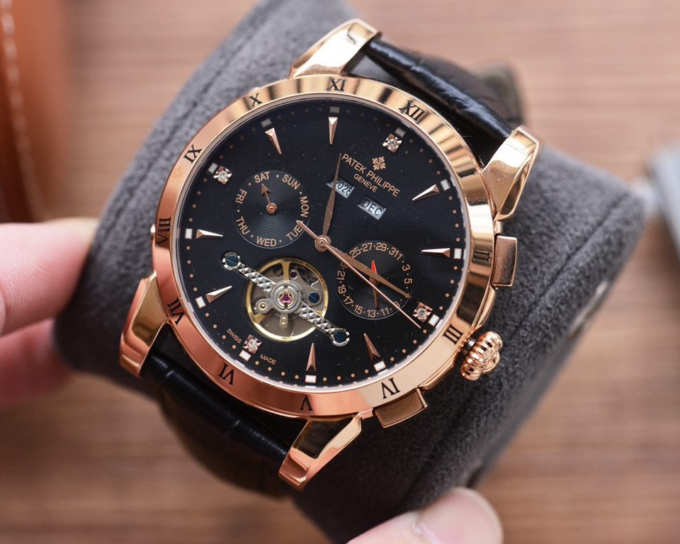 Men's favorite multi-function watch  Newest】：Patek Philippe  Best Design Exclusive First 【Type】：Boutique men's watches[Strap] Genuine cowhide leather strap[Movement] High-end automatic mechanical movement[Mirror] mineral