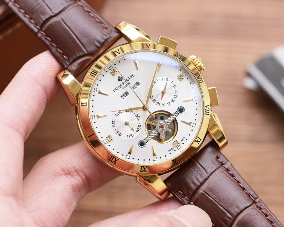 Men's favorite multi-function watch  Newest】：Patek Philippe  Best Design Exclusive First 【Type】：Boutique men's watches[Strap] Genuine cowhide leather strap[Movement] High-end automatic mechanical movement[Mirror] mineral