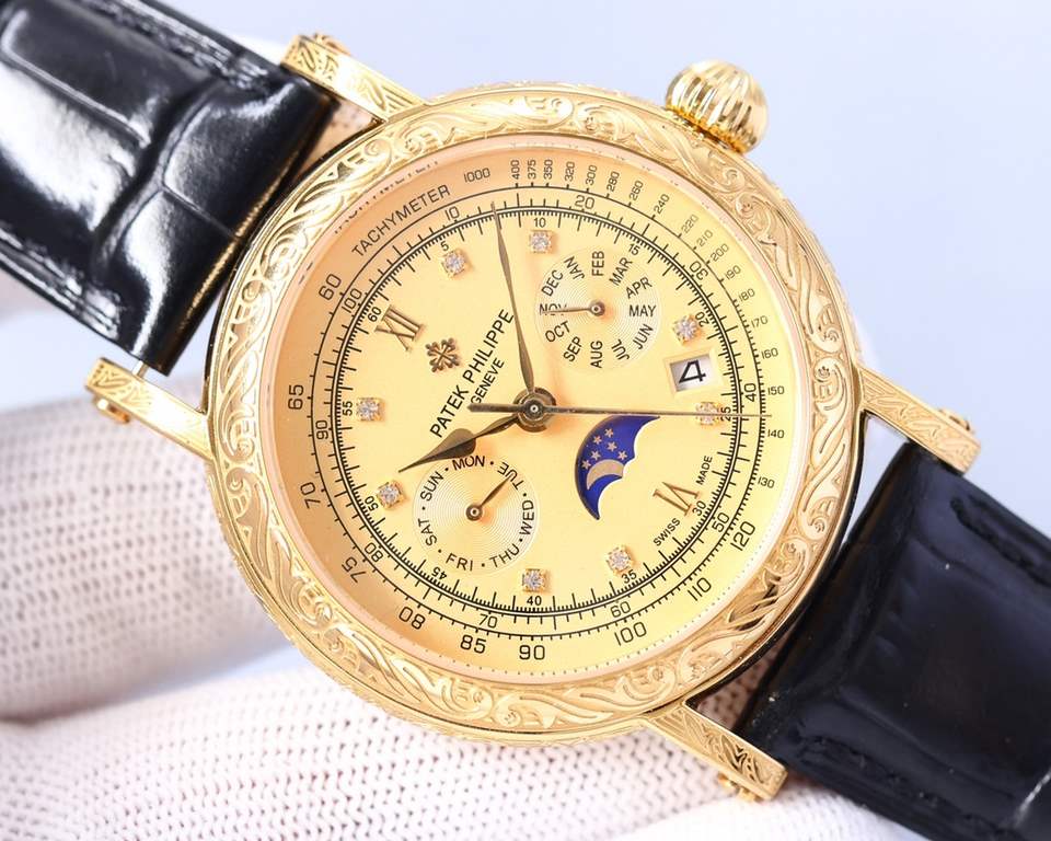 2022 New Patek Philippe (actual photo) Patek Philippe The aristocrat's work of art! With imported 9100 multifunctional movement (0 repairs) functions (24 hours, day of the week, star, month) imported 316 stainless steel!