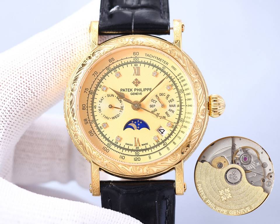 2022 New Patek Philippe (actual photo) Patek Philippe The aristocrat's work of art! With imported 9100 multifunctional movement (0 repairs) functions (24 hours, day of the week, star, month) imported 316 stainless steel!