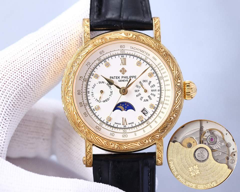 2022 New Patek Philippe (actual photo) Patek Philippe The aristocrat's work of art! With imported 9100 multifunctional movement (0 repairs) functions (24 hours, day of the week, star, month) imported 316 stainless steel!