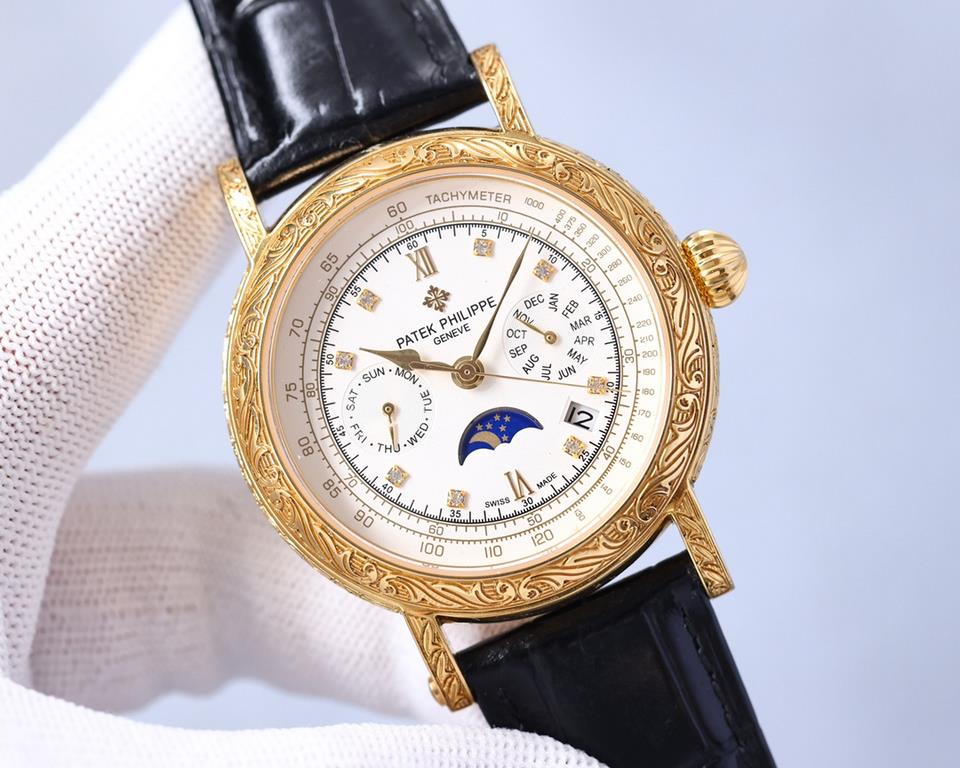 2022 New Patek Philippe (actual photo) Patek Philippe The aristocrat's work of art! With imported 9100 multifunctional movement (0 repairs) functions (24 hours, day of the week, star, month) imported 316 stainless steel!