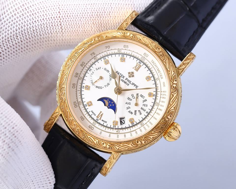 2022 New Patek Philippe (actual photo) Patek Philippe The aristocrat's work of art! With imported 9100 multifunctional movement (0 repairs) functions (24 hours, day of the week, star, month) imported 316 stainless steel!