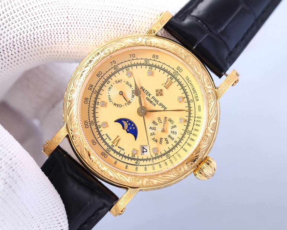 2022 New Patek Philippe (actual photo) Patek Philippe The aristocrat's work of art! With imported 9100 multifunctional movement (0 repairs) functions (24 hours, day of the week, star, month) imported 316 stainless steel!