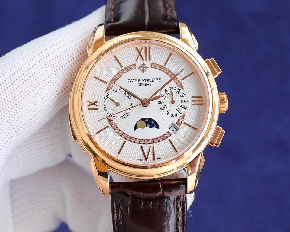 [][Rose][Rose] Patek Philippe Patek Philippe Complications Chronograph Series, Little Red Book Explosion   Multifunctional watch! Equipped with the original imported 9100 moon phase function movement mechanical watch   a