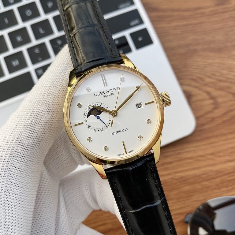 2020 new products   Patek Philippe classical series. Loaded with imported automatic 8217 mechanical movement (engraved zero repair) 9-letter 24-hour system real   day   moon stars, sapphire crystal. Italian imported calf