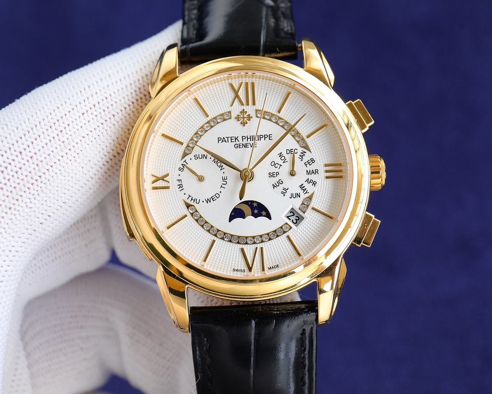 [][Rose][Rose] Patek Philippe Patek Philippe Complications Chronograph Series, Little Red Book Explosion   Multifunctional watch! Equipped with the original imported 9100 moon phase function movement mechanical watch   a