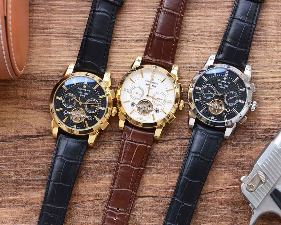 Men's favorite multi-function watch  Newest】：Patek Philippe  Best Design Exclusive First 【Type】：Boutique men's watches[Strap] Genuine cowhide leather strap[Movement] High-end automatic mechanical movement[Mirror] mineral