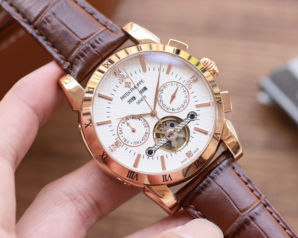 Men's favorite multi-function watch  Newest】：Patek Philippe  Best Design Exclusive First 【Type】：Boutique men's watches[Strap] Genuine cowhide leather strap[Movement] High-end automatic mechanical movement[Mirror] mineral