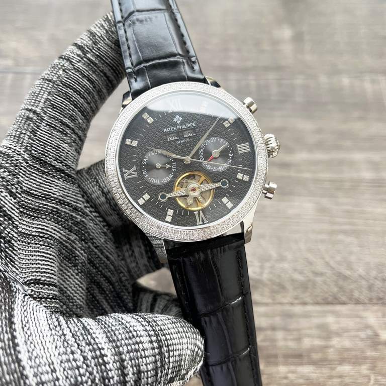 Complicated Timepieces Luxurious AtmosphereClassic New ArrivalsNew】 Patek Philippe Multifunctional Boutique Large flywheel designType】：Boutique men's watchesStrap] Genuine cowhide leather strap【Movement】：High-end automat