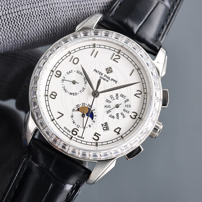 [Rose][Rose] PP latest style Patek Philippe Patek Philippe with imported 9100 multifunctional movement (zero return) functions (24 hours, day of the week, star, month) imported 316 stainless steel! Imported 316 stainless