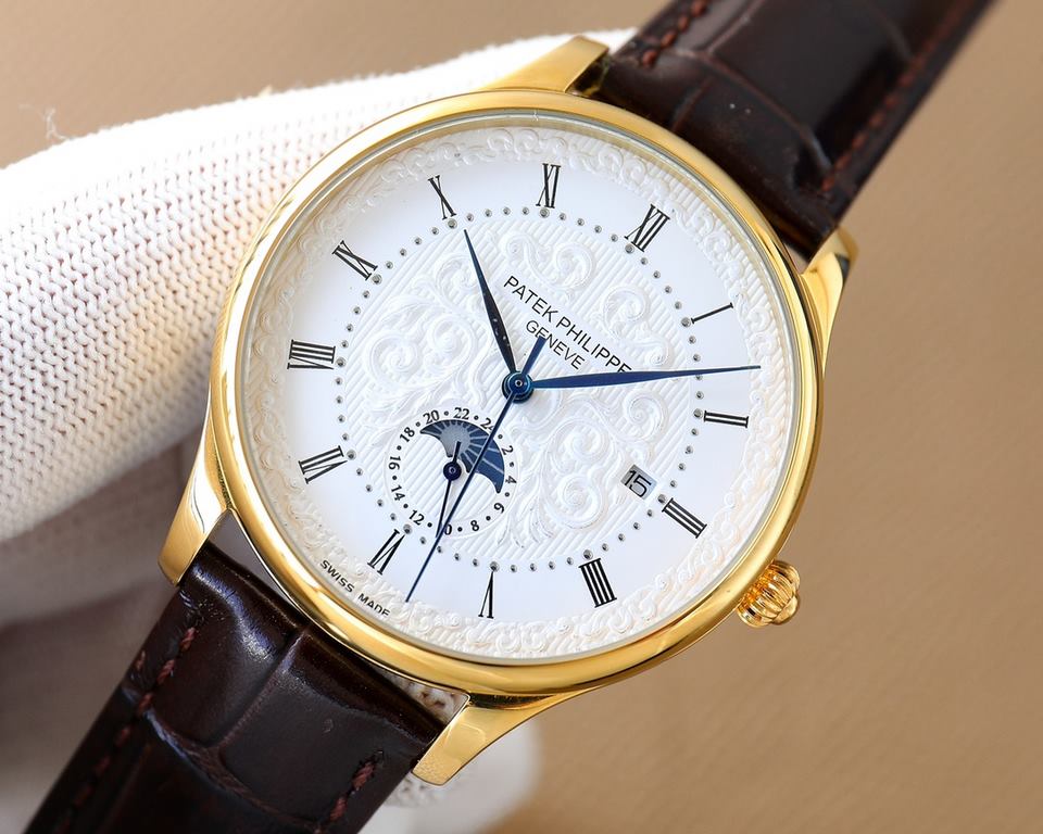 Patek Philippe [PATEK PHILIPPE] new classical vintage sun, moon and stars series to come, the table models noble and elegant, calm personality, full of men's unique Yingqi, for the wearer to show a tasteful style.  Feeli