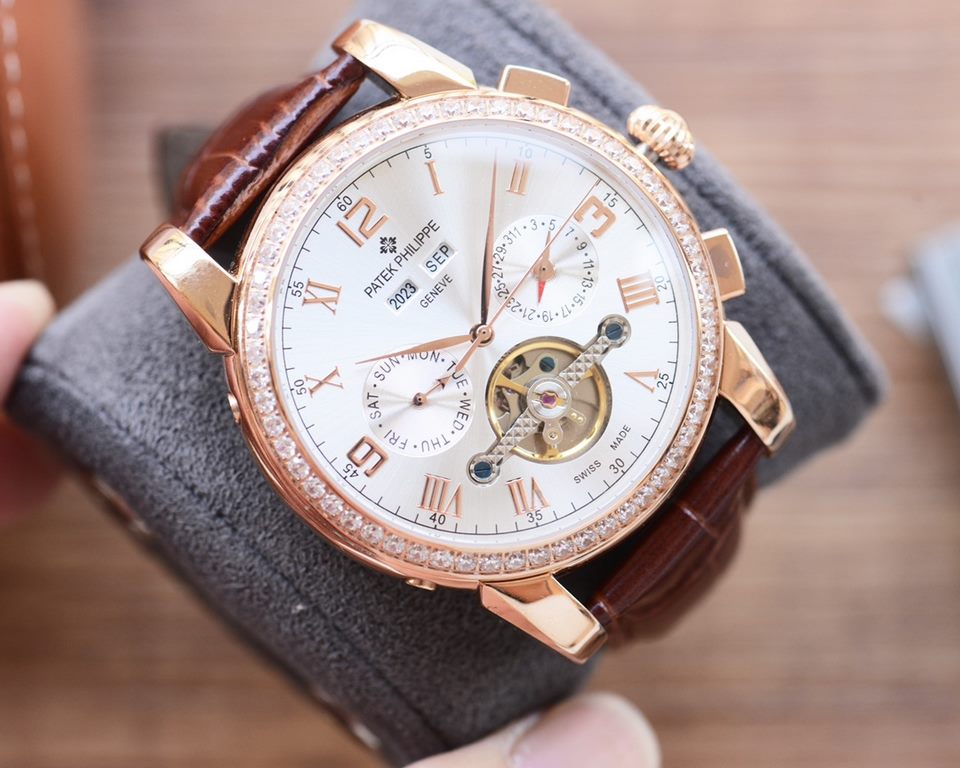 Men's favorite multi-function watch  Newest】：Patek Philippe  Best Design Exclusive First 【Type】：Boutique men's watches[Strap] Genuine cowhide leather strap[Movement] High-end automatic mechanical movement[Mirror] mineral