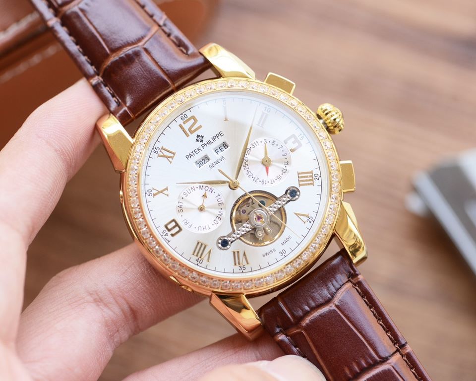 Men's favorite multi-function watch  Newest】：Patek Philippe  Best Design Exclusive First 【Type】：Boutique men's watches[Strap] Genuine cowhide leather strap[Movement] High-end automatic mechanical movement[Mirror] mineral