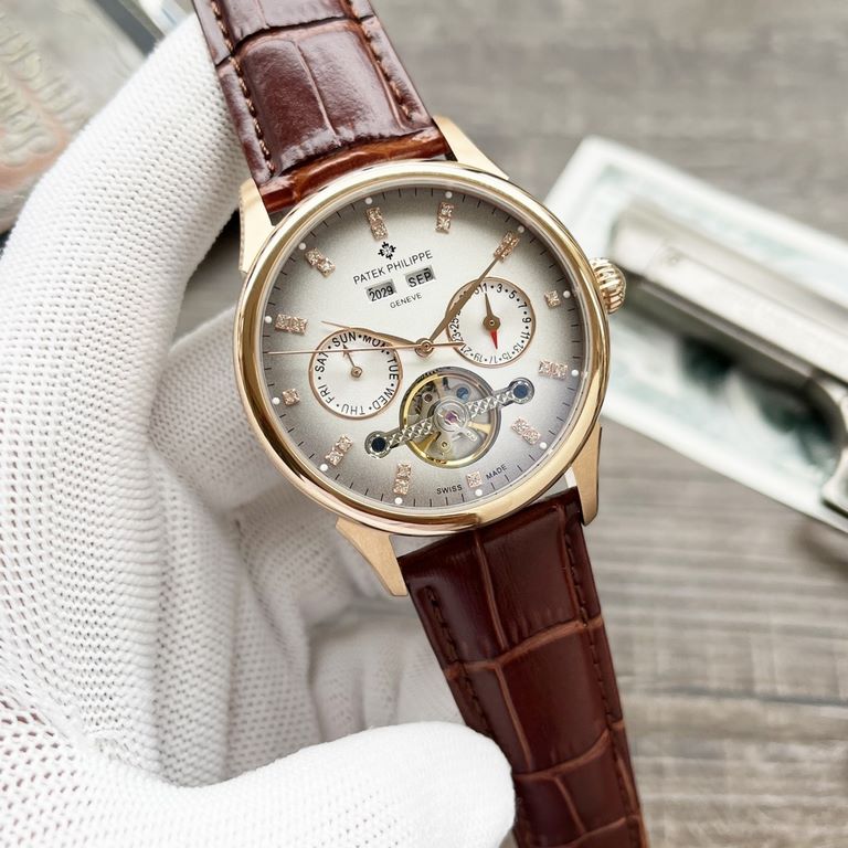 Complicated Timepieces Luxurious AtmosphereClassic New ArrivalsNew】 Patek Philippe Multifunctional Boutique Large flywheel designType】：Boutique men's watchesStrap] Genuine cowhide leather strap【Movement】：High-end automat