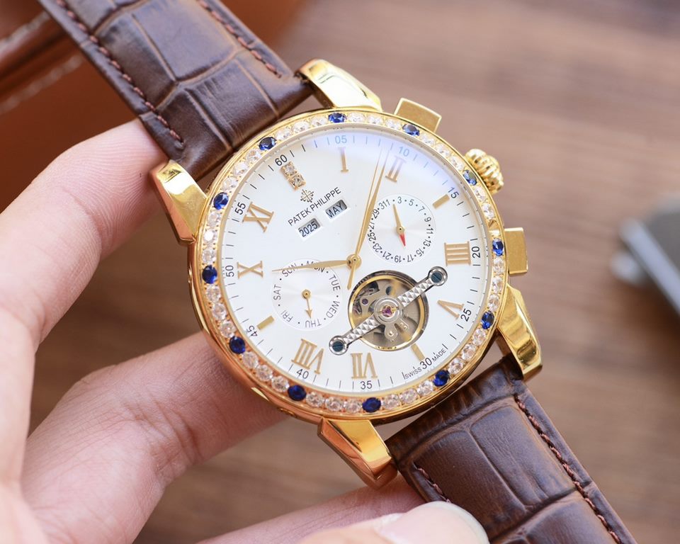 Men's favorite multi-function watch  Newest】：Patek Philippe  Best Design Exclusive First 【Type】：Boutique men's watches[Strap] Genuine cowhide leather strap[Movement] High-end automatic mechanical movement[Mirror] mineral