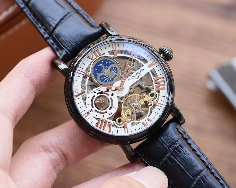 Men's favorite skeleton watch  Newest】：Patek Philippe  Best Design Exclusive First 【Type】：Boutique men's watches[Strap] Genuine cowhide leather strap【Movement】：High-end automatic mechanical movement[Mirror] mineral reinf