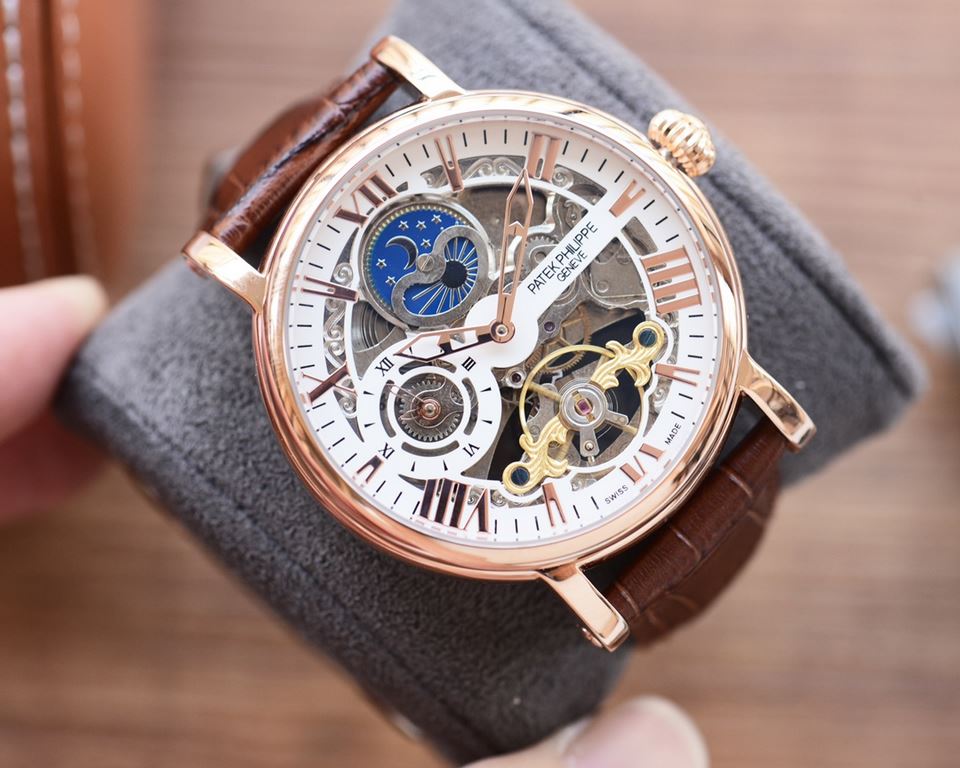 Men's favorite skeleton watch  Newest】：Patek Philippe  Best Design Exclusive First 【Type】：Boutique men's watches[Strap] Genuine cowhide leather strap【Movement】：High-end automatic mechanical movement[Mirror] mineral reinf