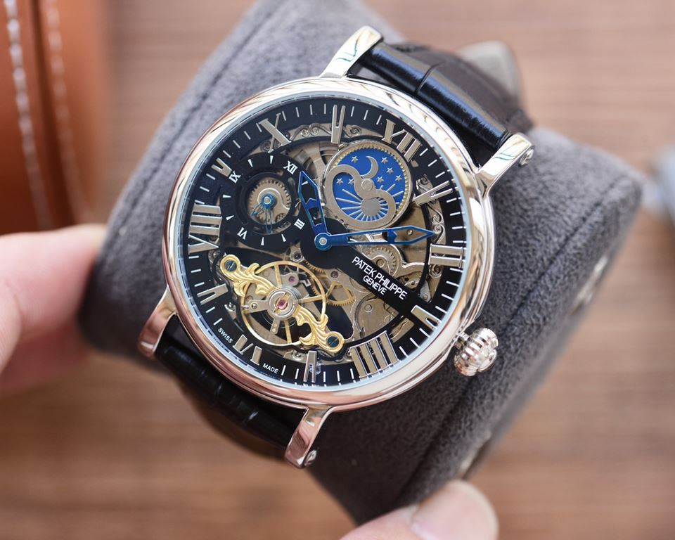 Men's favorite skeleton watch  Newest】：Patek Philippe  Best Design Exclusive First 【Type】：Boutique men's watches[Strap] Genuine cowhide leather strap【Movement】：High-end automatic mechanical movement[Mirror] mineral reinf