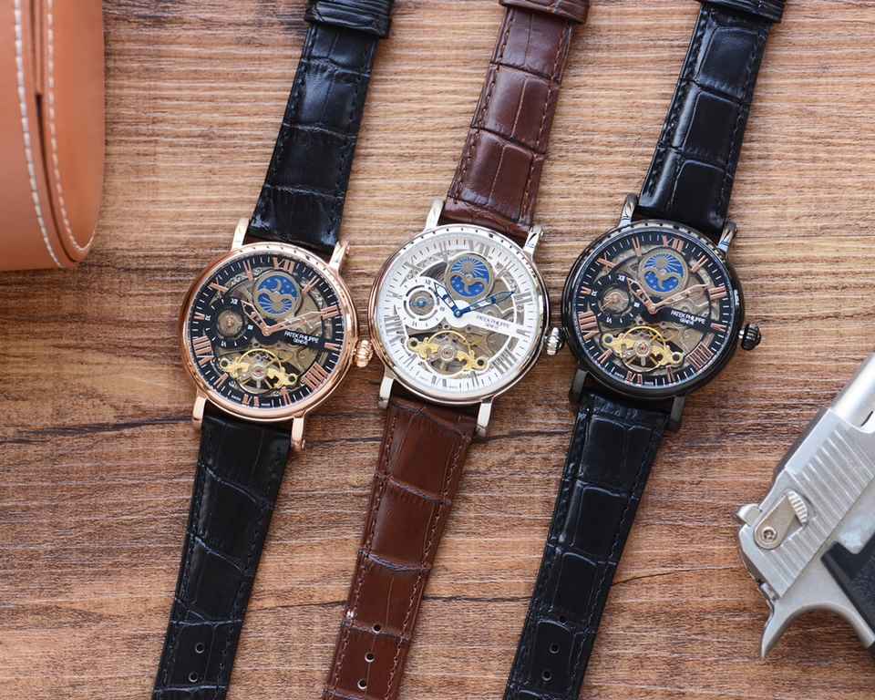 Men's favorite skeleton watch  Newest】：Patek Philippe  Best Design Exclusive First 【Type】：Boutique men's watches[Strap] Genuine cowhide leather strap【Movement】：High-end automatic mechanical movement[Mirror] mineral reinf